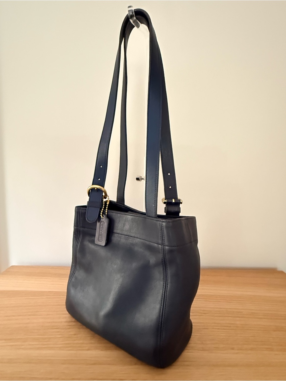 💙 Vintage Coach Waverly SoHo Buckle Bag 4157 Navy Blue Leather Hangtag 💙